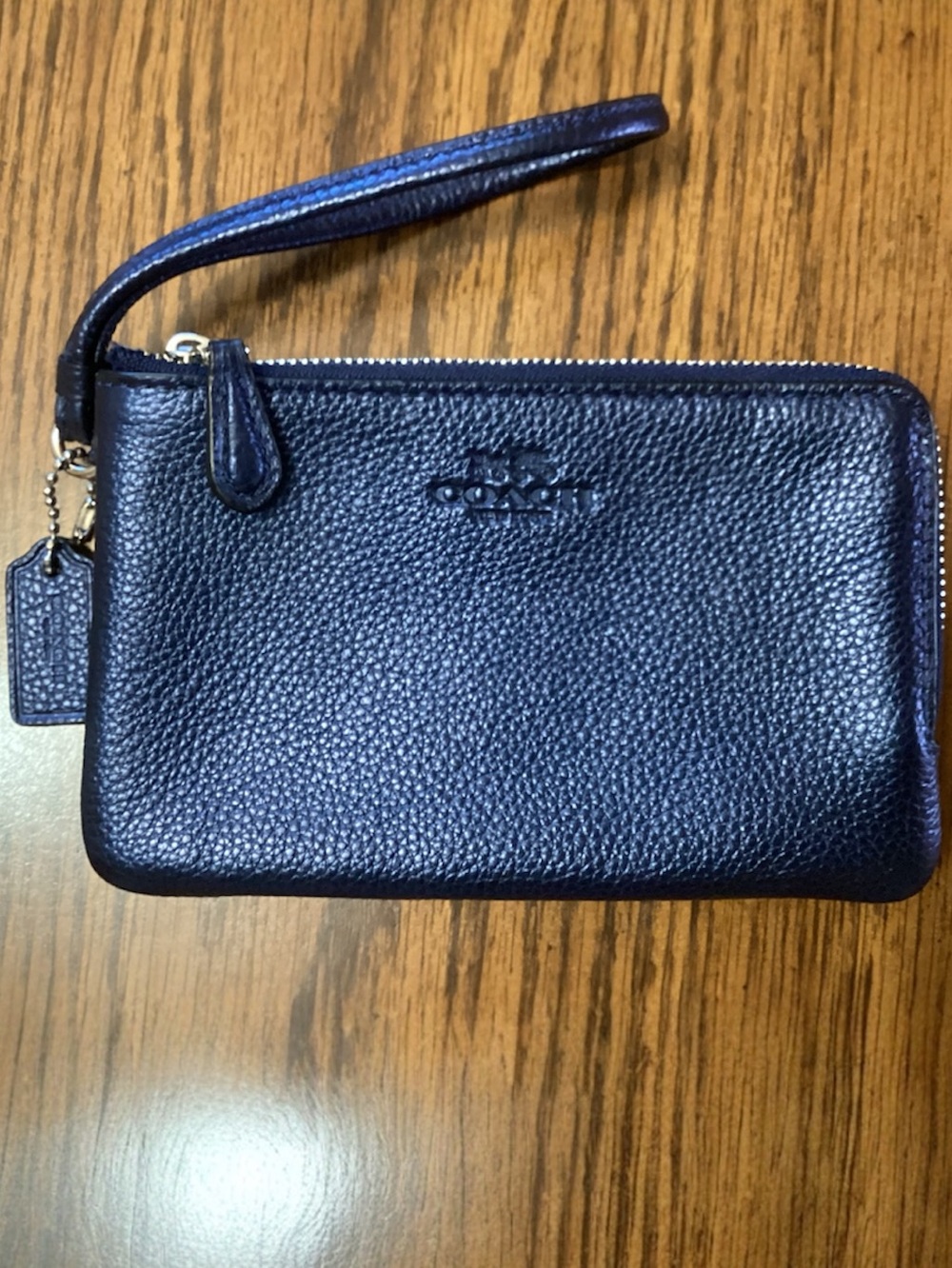 Coach Double Zip Wristlet in Navy EUC